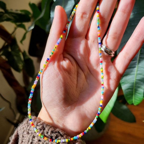 Gold Filled Multi-coloured Beaded Necklace - Picture 5 of 8